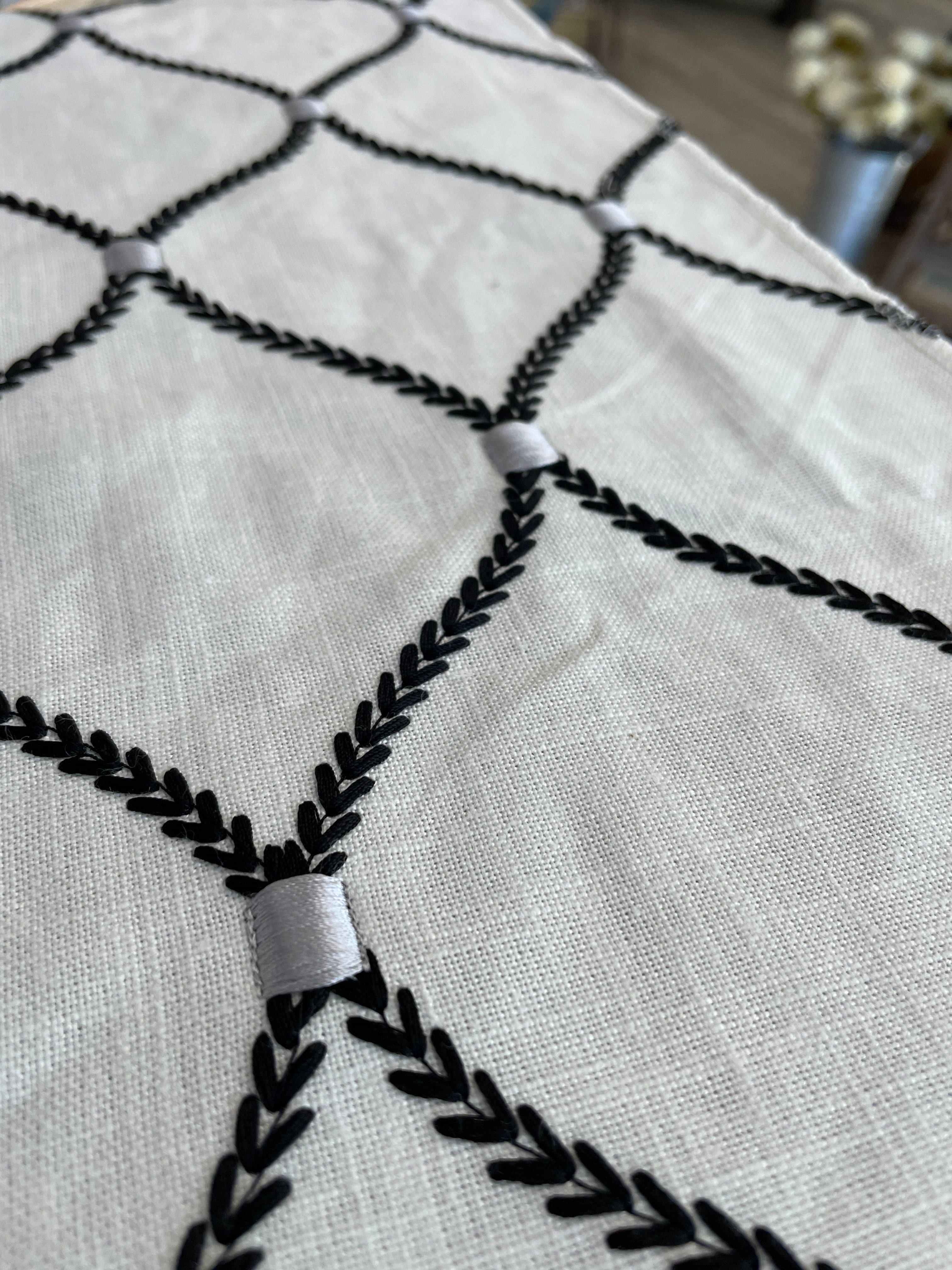 Table Runner - Deane Embroidery Zinc