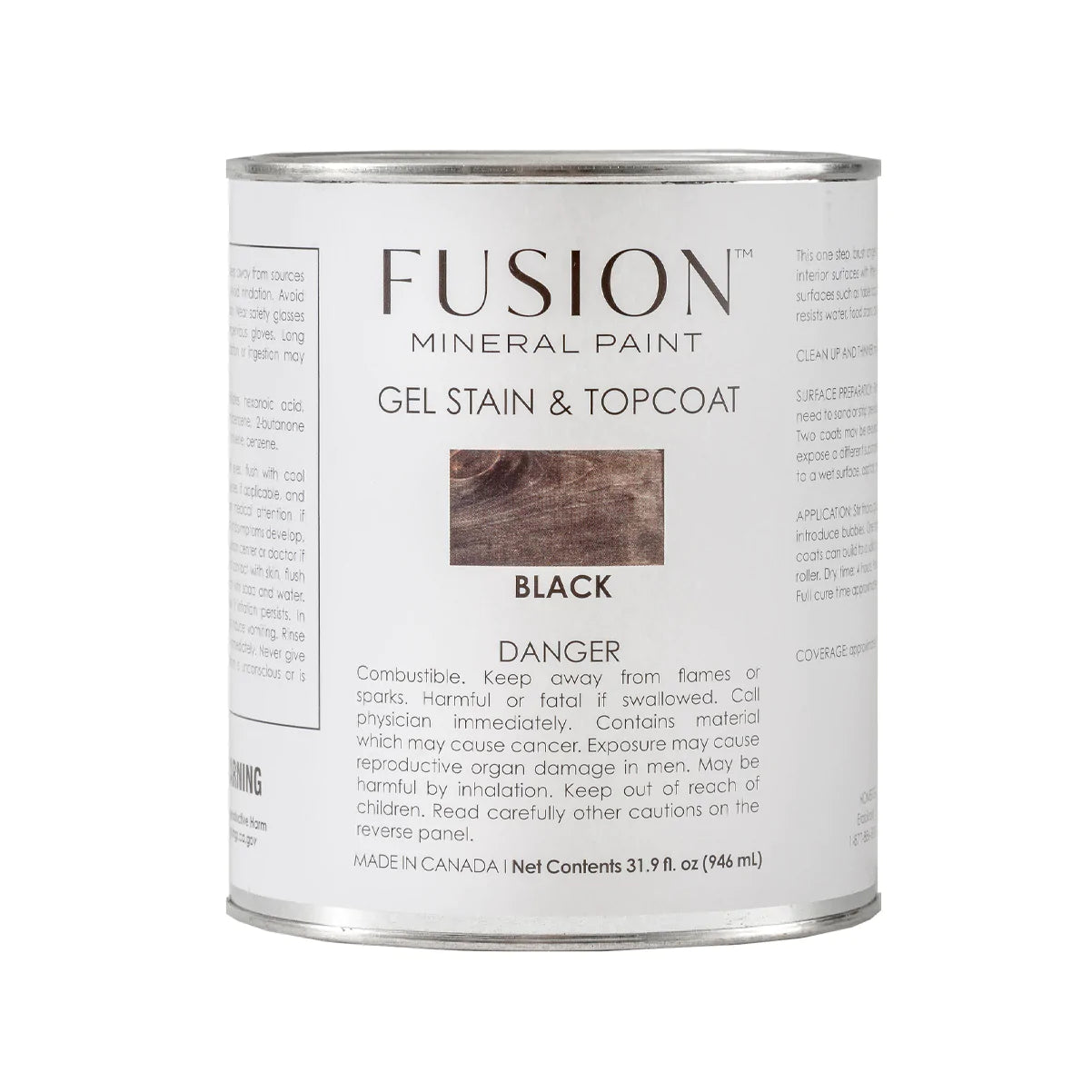 Fusion Gel Stain and Top Coat Black 1 Quart