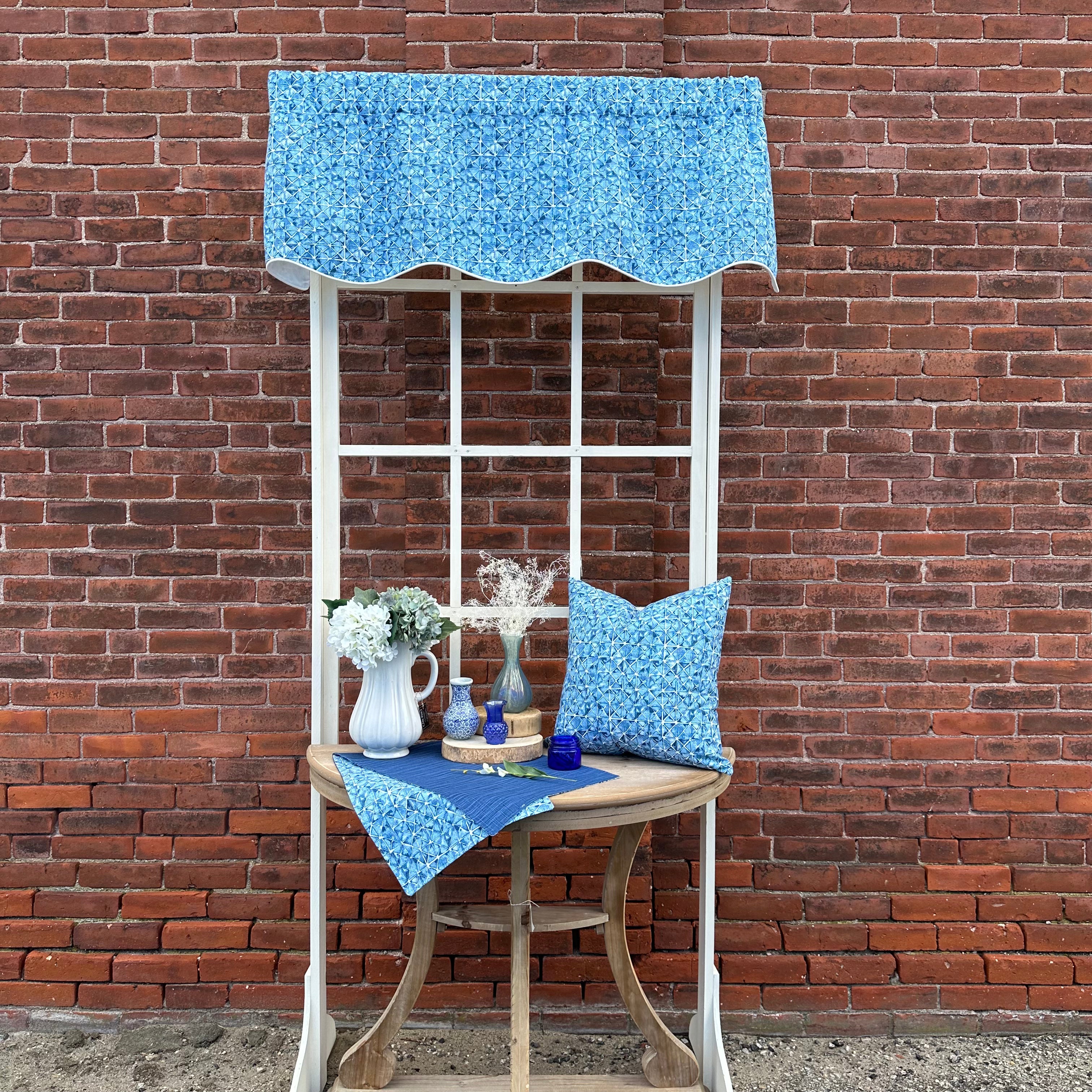 Shibori Triangle Indigo Scallop Valance