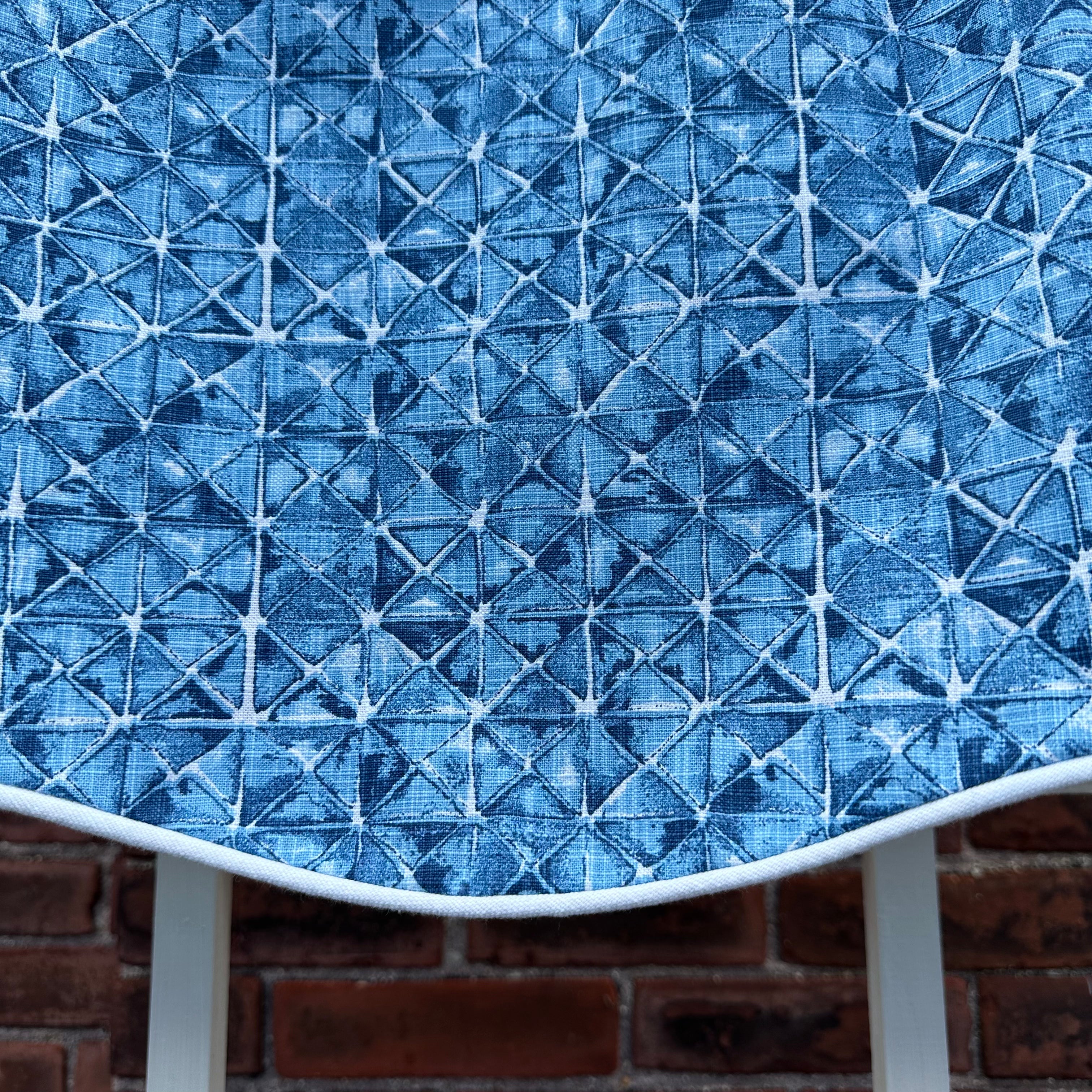 Shibori Triangle Indigo Scallop Valance