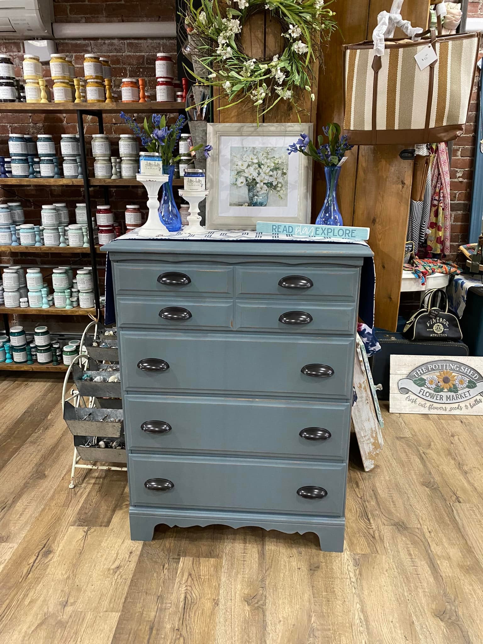 blue pine dresser Blue Pine Chest of Drawers, Rustic Farmhouse Bedroom Furniture