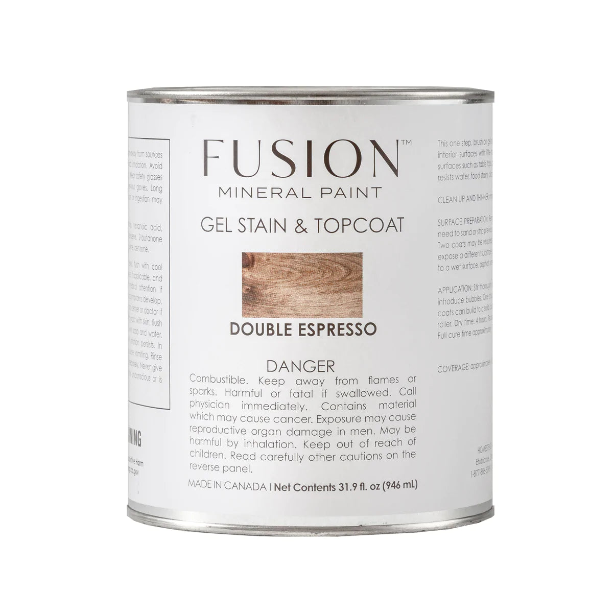 Fusion Gel Stain and Top Coat Double Espresso 1 Quart
